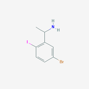 molecular formula C8H9BrIN B12067291 1-(5-Bromo-2-iodo-phenyl)-ethylamine 