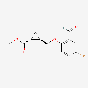 molecular formula C13H13BrO4 B12067317 trans-Methyl 2-((4-bromo-2-formylphenoxy)methyl)cyclopropanecarboxylate 