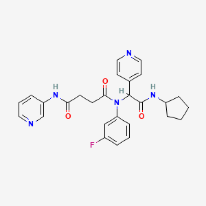 molecular formula C27H28FN5O3 B1206747 N'-[2-(cyclopentylamino)-2-oxo-1-pyridin-4-ylethyl]-N'-(3-fluorophenyl)-N-(3-pyridinyl)butanediamide 