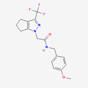 molecular formula C17H18F3N3O2 B1206748 N-[(4-methoxyphenyl)methyl]-2-[3-(trifluoromethyl)-5,6-dihydro-4H-cyclopenta[c]pyrazol-1-yl]acetamide 