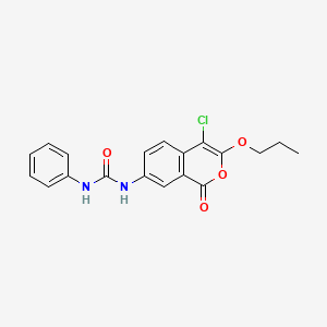 molecular formula C19H17ClN2O4 B1206753 Urea, N-(4-chloro-1-oxo-3-propoxy-1H-2-benzopyran-7-yl)-N'-phenyl- CAS No. 140653-02-7