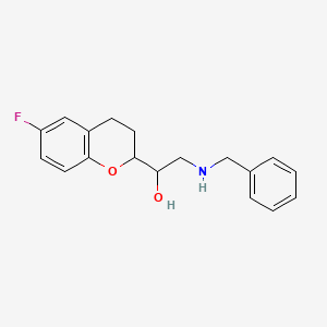 molecular formula C18H20FNO2 B12067614 2H-1-Benzopyran-2-methanol, 6-fluoro-3,4-dihydro-alpha-[[(phenylmethyl)amino]methyl]- CAS No. 99199-91-4