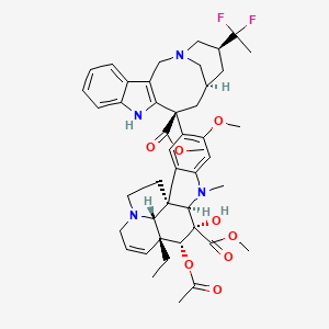 molecular formula C45H54F2N4O8 B1206762 Methyl (1R,9R,10S,11R,12R,19R)-11-acetyloxy-4-[(12S,14S,16S)-16-(1,1-difluoroethyl)-12-methoxycarbonyl-1,10-diazatetracyclo[12.3.1.03,11.04,9]octadeca-3(11),4,6,8-tetraen-12-yl]-12-ethyl-10-hydroxy-5-methoxy-8-methyl-8,16-diazapentacyclo[10.6.1.01,9.02,7.016,19]nonadeca-2,4,6,13-tetraene-10-carboxylate 
