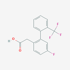 molecular formula C15H10F4O2 B12067737 5-Fluoro-2'-(trifluoromethyl)biphenyl-2-acetic acid 