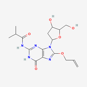 molecular formula C17H23N5O6 B12067766 N-[9-[4-hydroxy-5-(hydroxymethyl)oxolan-2-yl]-6-oxo-8-prop-2-enoxy-1H-purin-2-yl]-2-methylpropanamide 