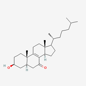 molecular formula C27H44O2 B1206792 (3S,5R,10S,13R,14R)-3-hydroxy-10,13-dimethyl-17-[(2R)-6-methylheptan-2-yl]-1,2,3,4,5,6,11,12,14,15,16,17-dodecahydrocyclopenta[a]phenanthren-7-one 