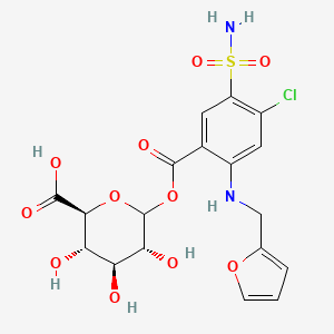molecular formula C18H19ClN2O11S B1206798 1-O-(4-氯-2-{[(呋喃-2-基)甲基]氨基}-5-磺酰氨基苯甲酰)己糖吡喃糖醛酸 
