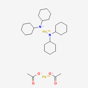 Palladium(1+), [N,N-dicyclohexyl-2-(diphenylphosphino-|EP)benzenesulfonamide-|EO][2-[(dimethylamino-|EN)methyl]phenyl-|EC]-, (SP-4-3)-, (OC-6-11)-hexafluoroantimonate