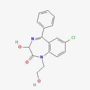 molecular formula C17H15ClN2O3 B1206814 1,3-Dihydro-7-chloro-3-hydroxy-1-(2-hydroxyethyl)-5-phenyl-2H-1,4-benzodiazepin-2-one CAS No. 51230-34-3