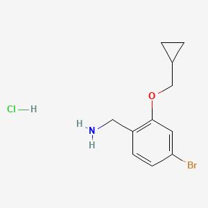 molecular formula C11H15BrClNO B12068244 (4-Bromo-2-(cyclopropylmethoxy)phenyl)methanamine hydrochloride 