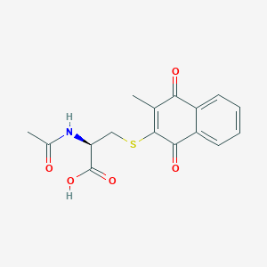 molecular formula C16H15NO5S B1206839 L-Cysteine, N-acetyl-S-(1,4-dihydro-3-methyl-1,4-dioxo-2-naphthalenyl)- CAS No. 39484-05-4