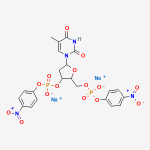 molecular formula C22H20N4Na2O15P2 B12068422 Disodium;[5-(5-methyl-2,4-dioxopyrimidin-1-yl)-2-[[(4-nitrophenoxy)-oxidophosphoryl]oxymethyl]oxolan-3-yl] (4-nitrophenyl) phosphate 