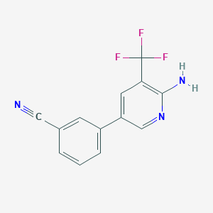 3-[6-Amino-5-(trifluoromethyl)pyridin-3-yl]benzonitrile