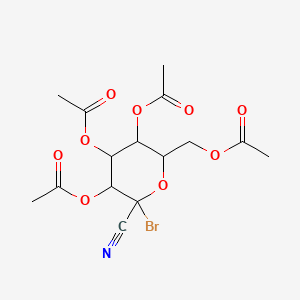 molecular formula C15H18BrNO9 B12068626 (3,4,5-triacetyloxy-6-bromo-6-cyanooxan-2-yl)methyl acetate 