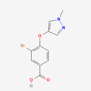 molecular formula C11H9BrN2O3 B12068664 3-Bromo-4-[(1-methyl-1H-pyrazol-4-yl)oxy]benzoic acid 