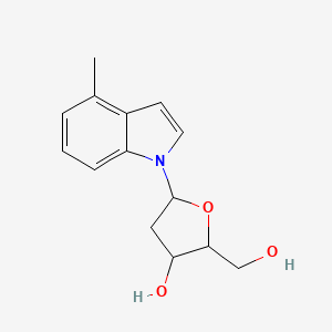 molecular formula C14H17NO3 B12068700 2-(Hydroxymethyl)-5-(4-methylindol-1-yl)oxolan-3-ol 