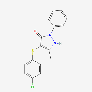molecular formula C16H13ClN2OS B1206875 4-[(4-氯苯基)硫]-5-甲基-2-苯基-1H-吡唑-3-酮 CAS No. 301675-30-9