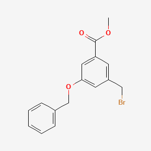 molecular formula C16H15BrO3 B12068985 3-Benzyloxy-5-bromomethyl-benzoic acid methyl ester 