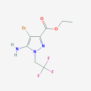 molecular formula C8H9BrF3N3O2 B12069017 Ethyl 5-amino-4-bromo-1-(2,2,2-trifluoroethyl)pyrazole-3-carboxylate 