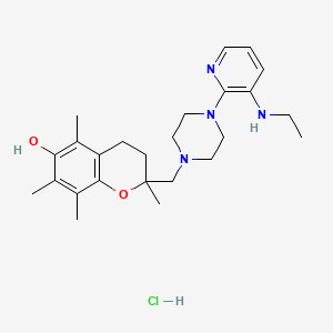 molecular formula C25H37ClN4O2 B1206904 2H-1-Benzopyran-6-ol,2-((4-(3-(ethylamino)-2-pyridinyl)-1-piperazinyl)methyl)-3,4-dihydro-2,5,7,8-tetramethyl-(Z)-2-butenedioate CAS No. 136604-19-8