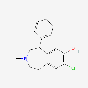 molecular formula C17H18ClNO B1206933 7-Chloro-3-methyl-1-phenyl-1,2,4,5-tetrahydro-3-benzazepin-8-ol 