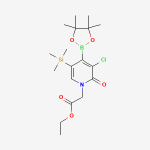 ethyl 2-(3-chloro-2-oxo-4-(4,4,5,5-tetramethyl-1,3,2-dioxaborolan-2-yl)-5-(trimethylsilyl)pyridin-1(2H)-yl)acetate