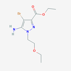 molecular formula C10H16BrN3O3 B12069753 Ethyl 5-amino-4-bromo-1-(2-ethoxyethyl)pyrazole-3-carboxylate 