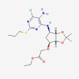 Acetic acid, 2-[[(3aR,4S,6R,6aS)-6-[[5-amino-6-chloro-2-(propylthio)-4-pyrimidinyl]amino]tetrahydro-2,2-dimethyl-4H-cyclopenta-1,3-dioxol-4-yl]oxy]-, ethyl ester