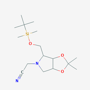 molecular formula C16H30N2O3Si B12069843 5-o-Tert-butyldimethylsilyl-n-cyanomethyl-1,4-dideoxy-1,4-imino-2,3-o-isopropylidene-d-ribitol 