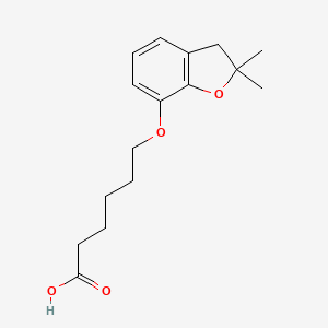 molecular formula C16H22O4 B12069916 Hexanoic acid, 6-[(2,3-dihydro-2,2-dimethyl-7-benzofuranyl)oxy]- 