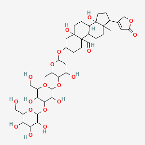 3-[5-[3,5-dihydroxy-6-(hydroxymethyl)-4-[3,4,5-trihydroxy-6-(hydroxymethyl)oxan-2-yl]oxyoxan-2-yl]oxy-4-hydroxy-6-methyloxan-2-yl]oxy-5,14-dihydroxy-13-methyl-17-(5-oxo-2H-furan-3-yl)-2,3,4,6,7,8,9,11,12,15,16,17-dodecahydro-1H-cyclopenta[a]phenanthrene-10-carbaldehyde