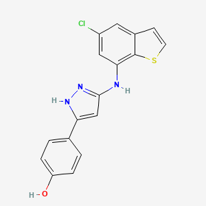 molecular formula C17H12ClN3OS B12070204 4-(3-(5-chlorobenzo[b]thiophen-7-ylamino)-1H-pyrazol-5-yl)phenol 