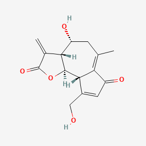 molecular formula C15H16O5 B1207030 (3aR,4R,9aS,9bR)-4-羟基-9-(羟甲基)-6-甲基-3-亚甲基-4,5,9a,9b-四氢-3aH-蒈[4,5-b]呋喃-2,7-二酮 