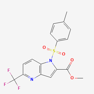 molecular formula C17H13F3N2O4S B12070420 Methyl 1-(toluene-4-sulphonyl)-5-(trifluoromethyl)-4-azaindole-2-carboxylate CAS No. 952182-33-1