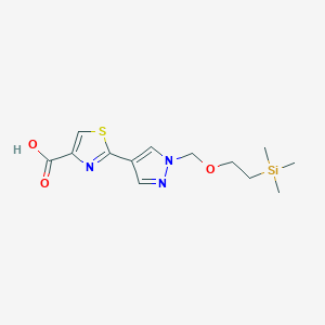 molecular formula C13H19N3O3SSi B12070448 2-[1-[[2-(Trimethylsilyl)ethoxy]methyl]-1H-pyrazol-4-yl]thiazole-4-carboxylic acid 