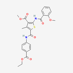 Methyl 5-((4-(ethoxycarbonyl)phenyl)carbamoyl)-2-(2-methoxybenzamido)-4-methylthiophene-3-carboxylate