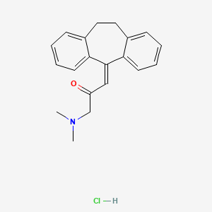 molecular formula C20H22ClNO B1207063 2-Propanone, 1-(10,11-dihydro-5H-dibenzo(a,d)cyclohepten-5-ylidene)-3-(dimethylamino)-, monohydrochloride CAS No. 27448-03-9
