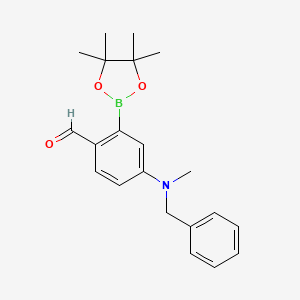 molecular formula C21H26BNO3 B12070783 4-(Benzyl(methyl)amino)-2-(4,4,5,5-tetramethyl-1,3,2-dioxaborolan-2-yl)benzaldehyde 