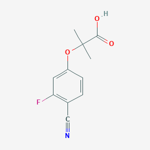 molecular formula C11H10FNO3 B12070803 Propanoic acid, 2-(4-cyano-3-fluorophenoxy)-2-methyl- 