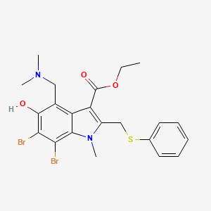 6,7-Dibromo-4-[(dimethylamino)methyl]-5-hydroxy-1-methyl-2-[(phenylthio)methyl]-1H-Indole-3-carboxylic Acid Ethyl Ester