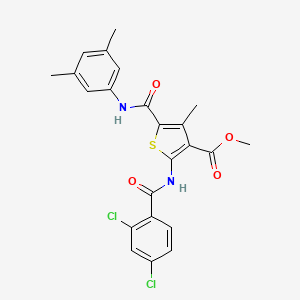 molecular formula C23H20Cl2N2O4S B12071223 Methyl 2-(2,4-dichlorobenzamido)-5-((3,5-dimethylphenyl)carbamoyl)-4-methylthiophene-3-carboxylate 