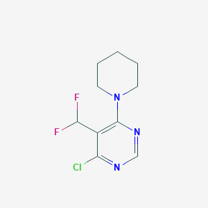 molecular formula C10H12ClF2N3 B12071256 4-Chloro-5-(difluoromethyl)-6-(1-piperidyl)pyrimidine 