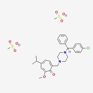 molecular formula C31H41ClN2O8S2 B1207132 1-((4-Chlorophenyl-phenyl)methyl)-4-((7-methoxy-5-isopropyl-2,4,6-cycloheptatrien-1-one)-2-methyl)piperazine CAS No. 149539-01-5