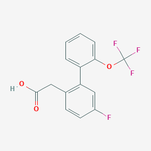 molecular formula C15H10F4O3 B12071342 5-Fluoro-2'-(trifluoromethoxy)biphenyl-2-acetic acid 