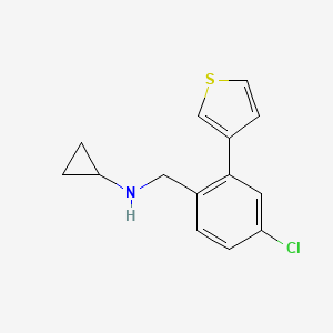 molecular formula C14H14ClNS B12071361 N-{[4-chloro-2-(thiophen-3-yl)phenyl]methyl}cyclopropanamine 