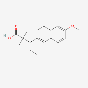 molecular formula C19H26O3 B1207139 2-Naphthalenepropionic acid, 3,4-dihydro-alpha,alpha-dimethyl-6-methoxy-beta-propyl- CAS No. 55620-97-8