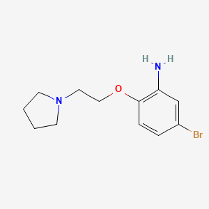 molecular formula C12H17BrN2O B12071394 5-Bromo-2-[2-(pyrrolidin-1-yl)ethoxy]aniline 