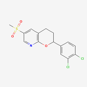 molecular formula C15H13Cl2NO3S B1207169 2-(3,4-dichlorophenyl)-6-methylsulfonyl-3,4-dihydro-2H-pyrano[2,3-b]pyridine CAS No. 102830-69-3