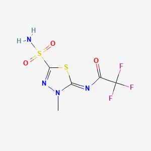 molecular formula C5H5F3N4O3S2 B1207178 Acetamide, N-(5-(aminosulfonyl)-3-methyl-1,3,4-thiadiazol-2(3H)-ylidene)-2,2,2-trifluoro- CAS No. 81428-88-8