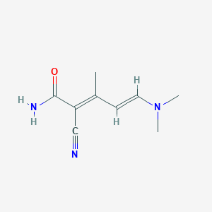 molecular formula C9H13N3O B12071863 (2E,4E)-2-cyano-5-(dimethylamino)-3-methylpenta-2,4-dienamide 